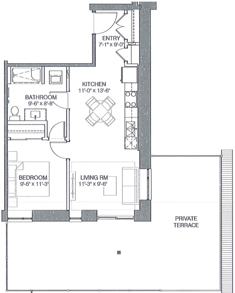 Suite K One Bedroom Large Terrace 678 Sq Ft 821x1024